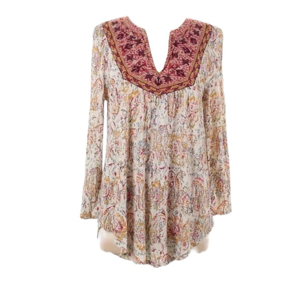 Lucky Brand Womens Size: XS Floral Paisley Tunic Length Blouse Boho Top